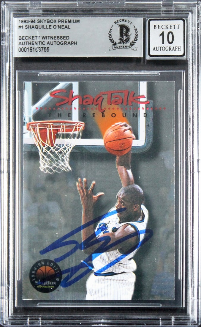Shaquille O'Neal Signed 1993 Skybox Premium #1 Card Gem Mint 10 Beckett Authenticated (1 of 2)