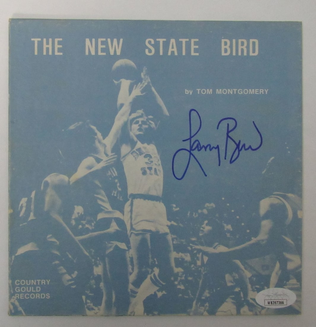 Larry Bird Signed Indiana State 45 RPM Record Sleeve JSA Authenticated (1 of 5)