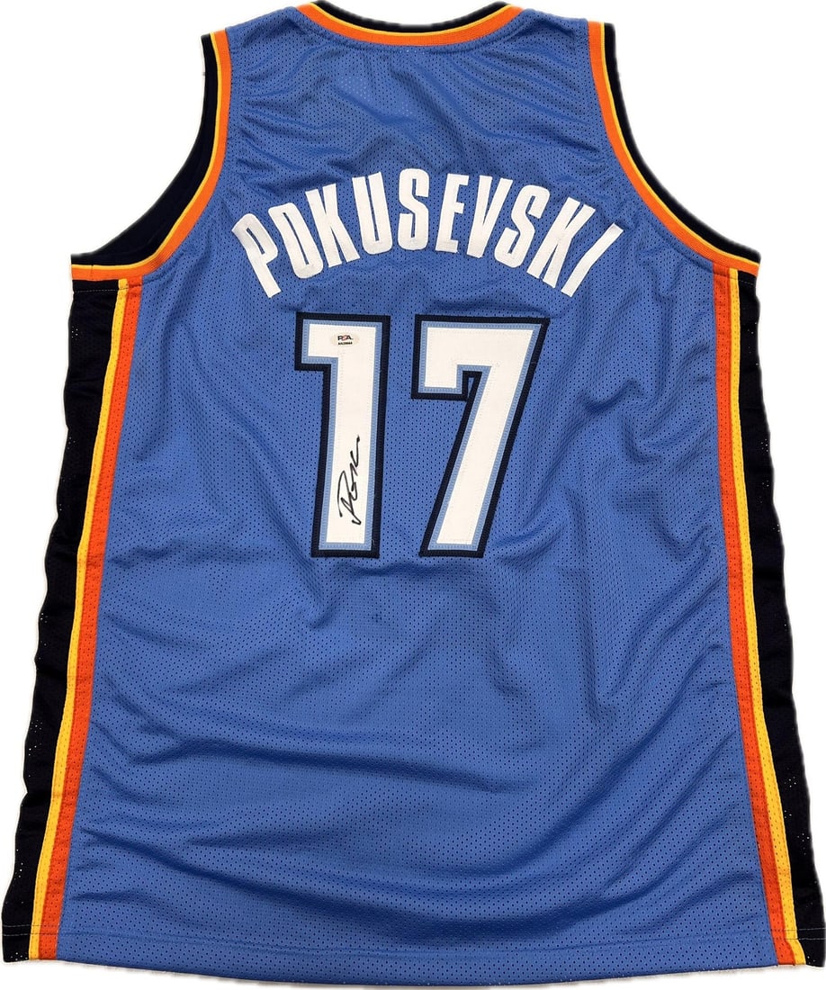 PSA DNA authenticated Aleksej Pokusevski Oklahoma City Thunder jersey: PSA DNA authenticated Aleksej Pokusevski Oklahoma City Thunder jersey This is an original Oklahoma City Thunder basketball jersey autographed by Aleksej Pokusevski. The autograph has been authenticate