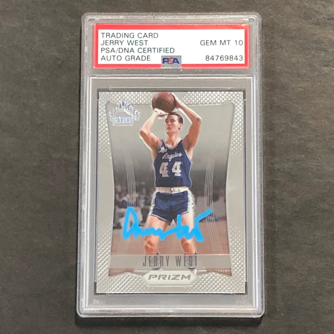 2012-13 Panini Prizm #172 Jerry West Autographed Card PSA/DNA: 2012-13 Panini Prizm #172 Jerry West Autographed Card PSA/DNA This is a 2012-13 Panini Prizm #172 basketball card featuring the autograph of Jerry West. The signature has been authenticated by PSA/DNA