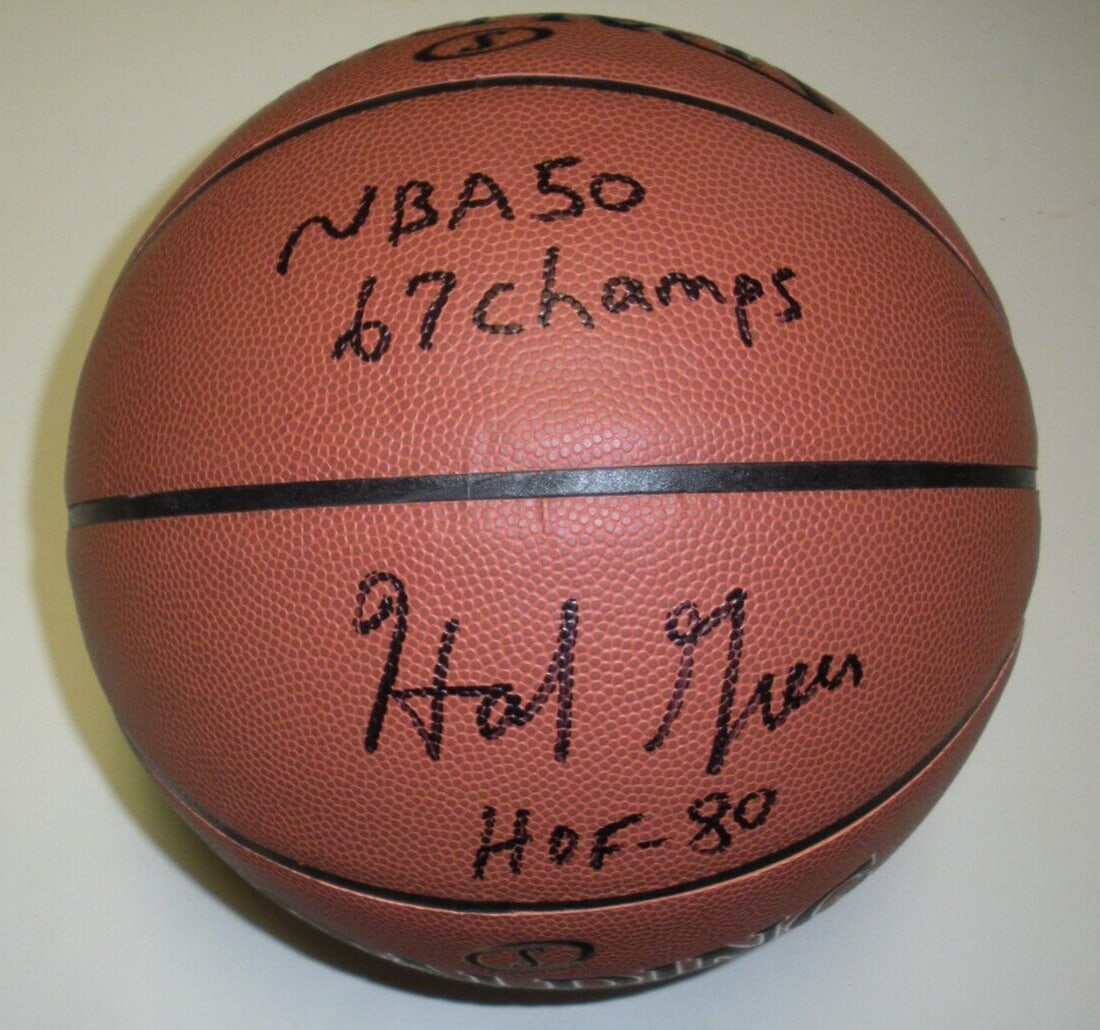 Hal Greer Signed Basketball With COA Hall Of Fame NBA Top 50 Champion: Hal Greer Signed Basketball With COA Hall Of Fame NBA Top 50 Champion This is a signed basketball autographed by Hal Greer, a Marshall Hall of Fame inductee, member of the NBA Top 50 players, and part