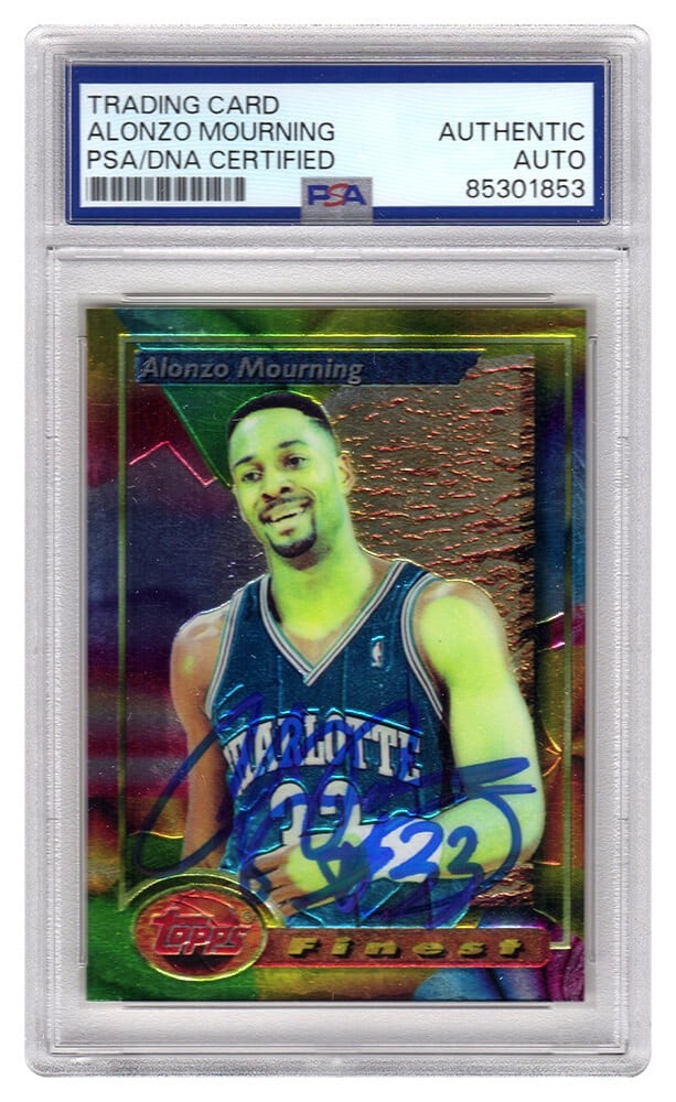 Alonzo Mourning Signed 1993-94 Topps Finest Card #201 PSA Authenticated: Alonzo Mourning Signed 1993-94 Topps Finest Card #201 PSA Authenticated Celebrate the legacy of basketball legend Alonzo Mourning with this signed 1993-94 Topps Finest basketball trading card #201. Th