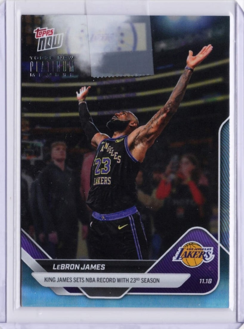 LeBron James 2025 Topps Now Platinum Member NBA Card #P58 Authenticated: LeBron James 2025 Topps Now Platinum Member NBA Card #P58 Authenticated This is an original 2025 Topps Now LeBron James #P58 Platinum Member basketball card featuring LeBron James of the Los Angeles L