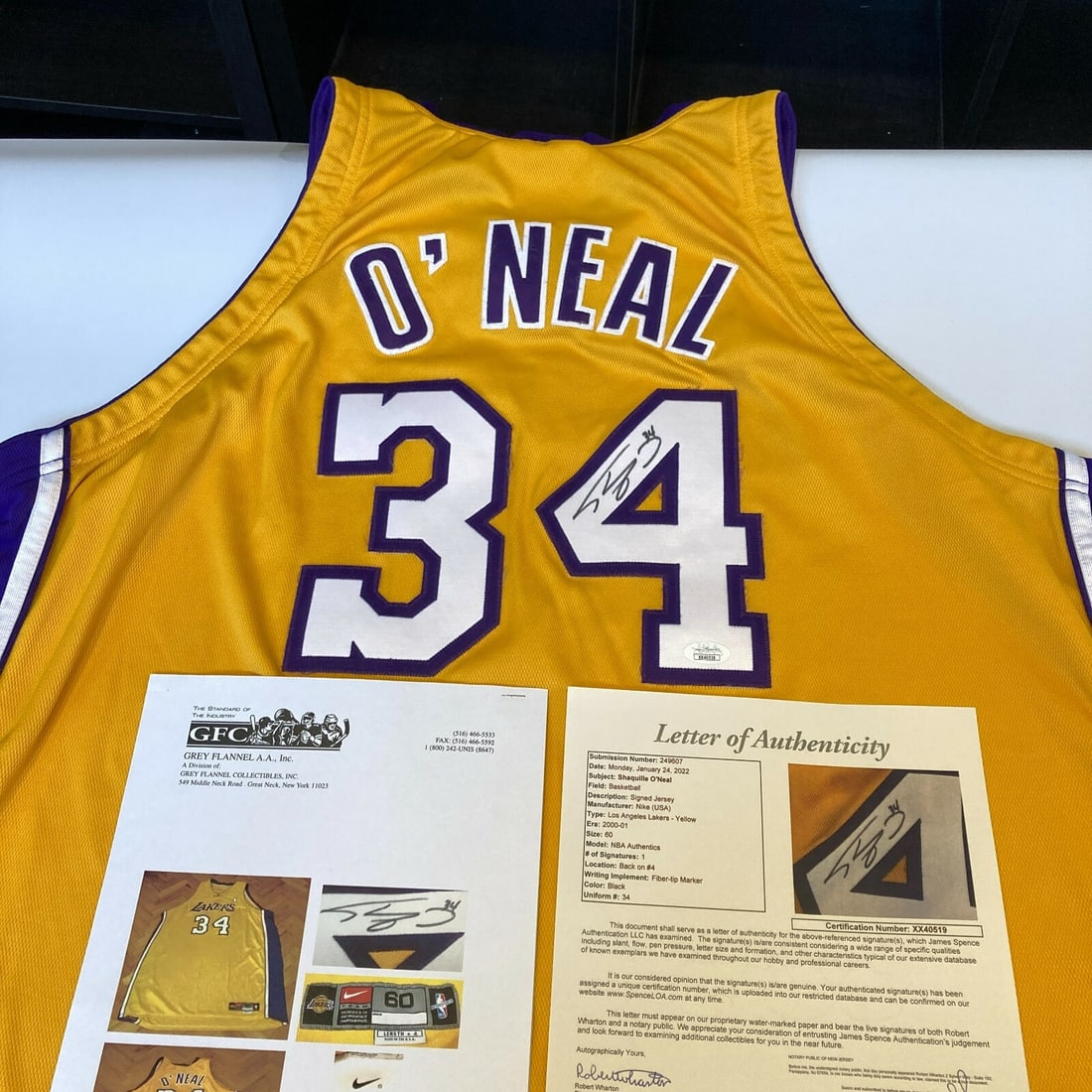 2000-01 Shaquille O'Neal Signed Game Used Jersey Lakers JSA COA: 2000-01 Shaquille O'Neal Signed Game Used Jersey Lakers JSA COA This original 2000-01 Shaquille O'Neal Los Angeles Lakers signed game-used jersey is a remarkable collectible from the legendary player'