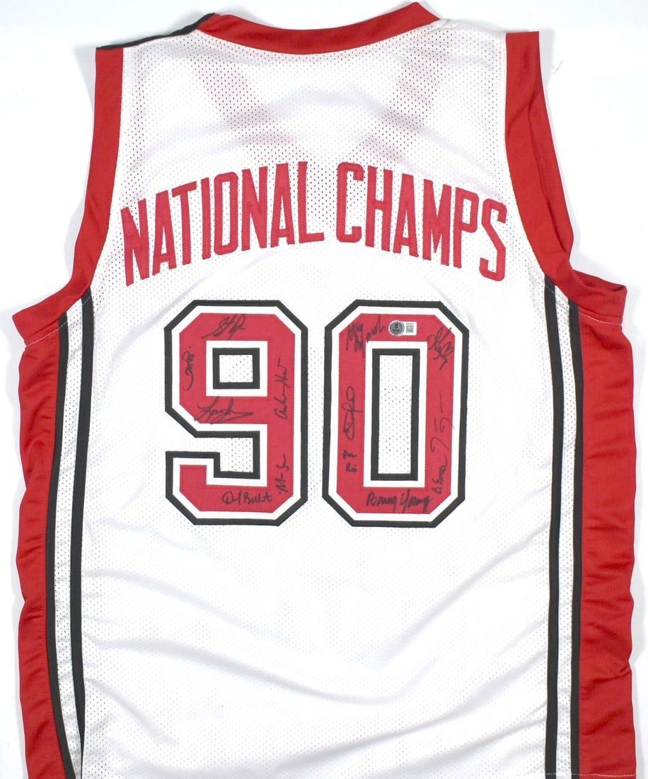 1989-90 UNLV Champions Jersey Signed by Larry Johnson Beckett Authenticated (1 of 3)