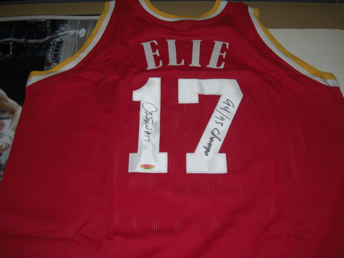 Mario Elie Signed Houston Rockets Jersey With Tristar Hologram 1994 95 NBA Champions: Mario Elie Signed Houston Rockets Jersey With Tristar Hologram 1994 95 NBA Champions This is a pre-owned Houston Rockets jersey signed by Mario Elie, commemorating the 1994/95 NBA Championship season.