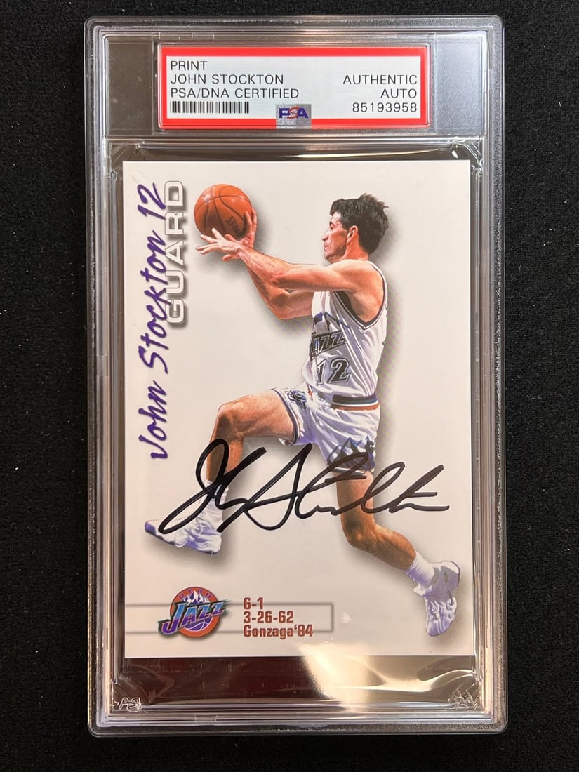 PSA/DNA Authenticated John Stockton Autograph Cut Utah Jazz Basketball: PSA/DNA Authenticated John Stockton Autograph Cut Utah Jazz Basketball This is an original cut signed by John Stockton of the Utah Jazz. The autograph has been authenticated by PSA/DNA, ensuring its a