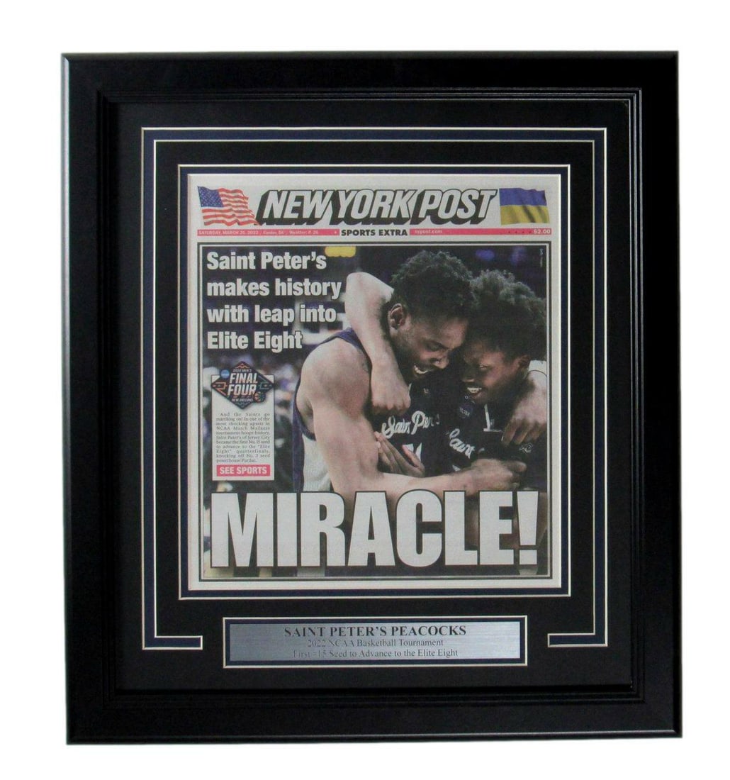 Framed New York Post 2022 NCAA Champs Newspaper Saint Peter's Basketball (1 of 2)