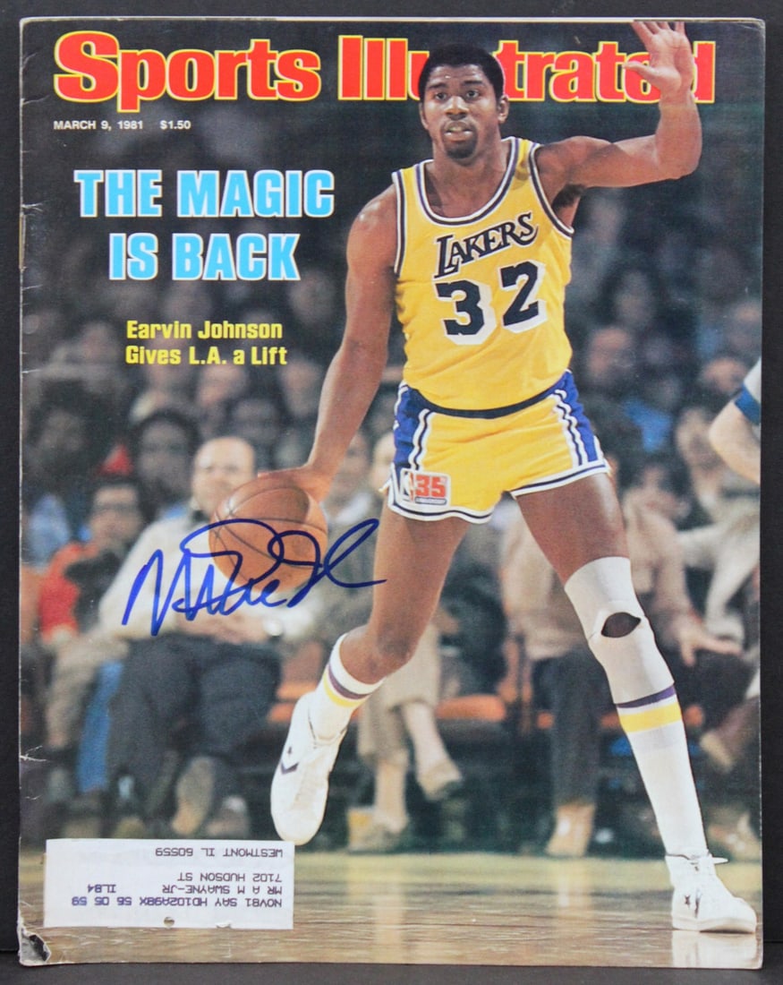 Magic Johnson Signed Sports Illustrated March 9 1981 Los Angeles Lakers Beckett Authenticated: Magic Johnson Signed Sports Illustrated March 9 1981 Los Angeles Lakers Beckett Authenticated This original Sports Illustrated magazine, dated March 9, 1981, features a personal autograph from NBA leg