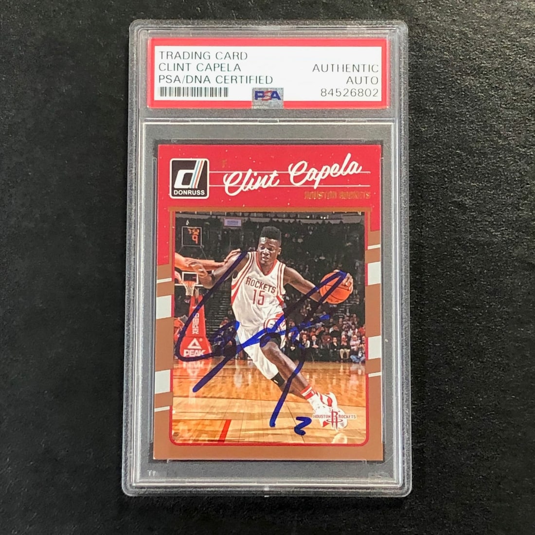 Clint Capela autographed 2016-17 Donruss 112 PSA DNA Rockets card: Clint Capela autographed 2016-17 Donruss 112 PSA DNA Rockets card This is a 2016-17 Donruss #112 basketball trading card featuring Clint Capela of the Houston Rockets. The card has been personally sig