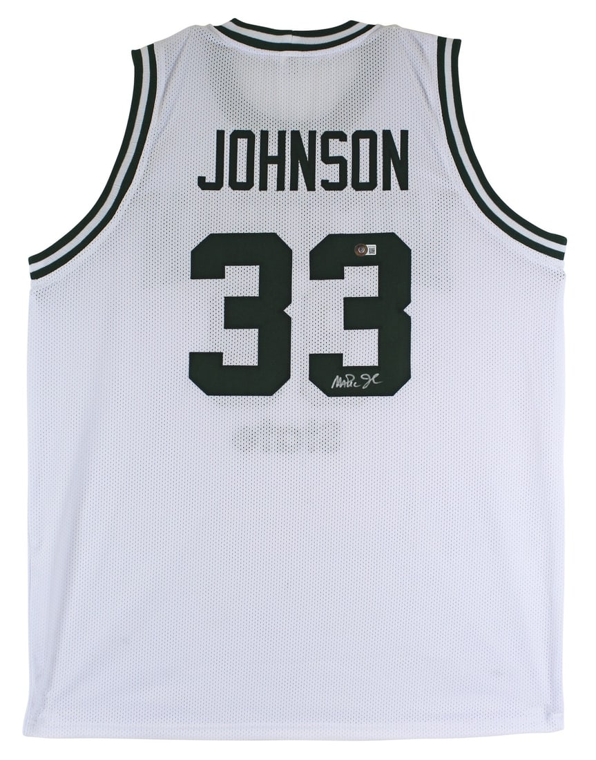 Magic Johnson Signed Michigan State Spartans White Jersey BAS Witnessed (1 of 4)