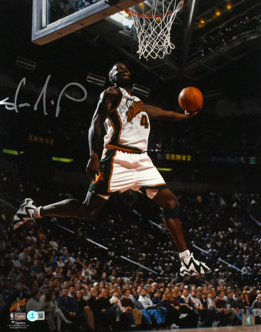 Signed Shawn Kemp 16x20 Dunk Photo Seattle Supersonics Beckett Holo Silver (1 of 2)