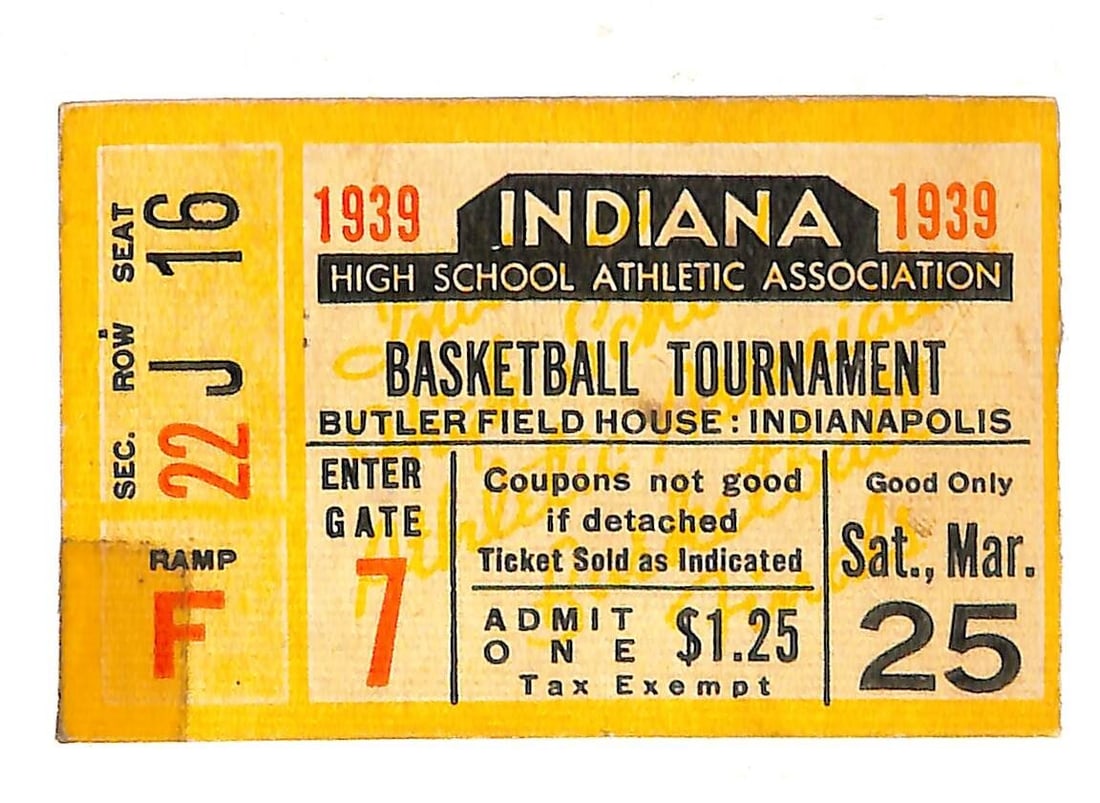 1939 Original Indiana High School Basketball Finals Ticket Frankfort vs Franklin (1 of 2)