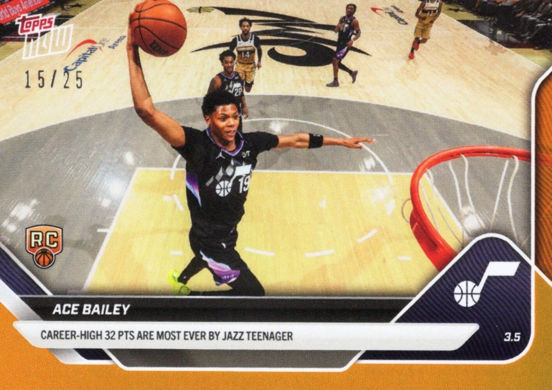 Ace Bailey 2025 Topps Now Orange /25 Rookie RC Basketball Card Utah Jazz (1 of 2)