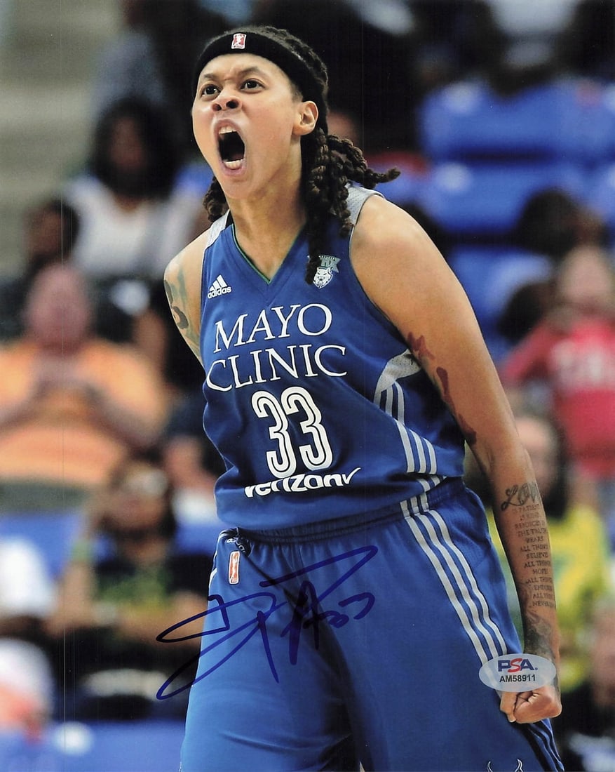 Seimone Augustus Autographed 8x10 Photo PSA/DNA Minnesota Lynx: Seimone Augustus Autographed 8x10 Photo PSA/DNA Minnesota Lynx This is an original 8x10 photograph featuring Seimone Augustus, the renowned player from the Minnesota Lynx, elegantly signed by her. The