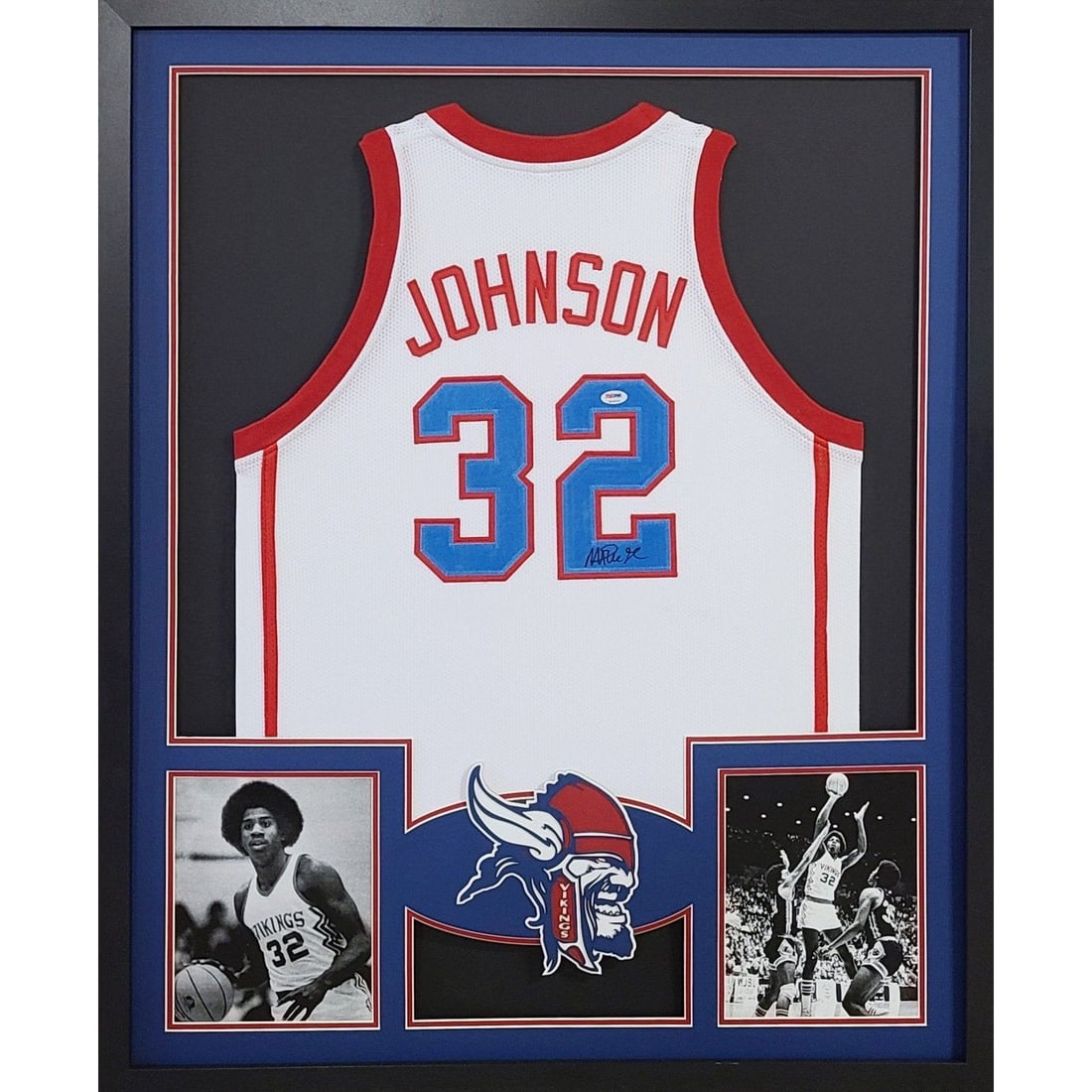 Magic Johnson Autographed Framed Jersey PSA/DNA Authentic: Magic Johnson Autographed Framed Jersey PSA/DNA Authentic This stunning framed jersey features the autograph of Magic Johnson from his high school days with the Everett Vikings. Authenticated by PSA/D