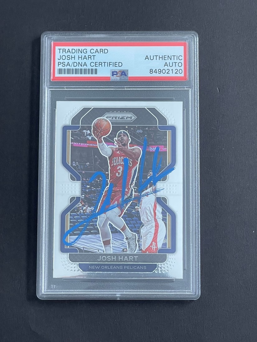 2021-22 Panini Prizm #48 Josh Hart Autographed Card PSA Authenticated Pelicans: 2021-22 Panini Prizm #48 Josh Hart Autographed Card PSA Authenticated Pelicans This is a 2021-22 Panini Prizm #48 card featuring the signature of Josh Hart, who is known for his time with the New Orle