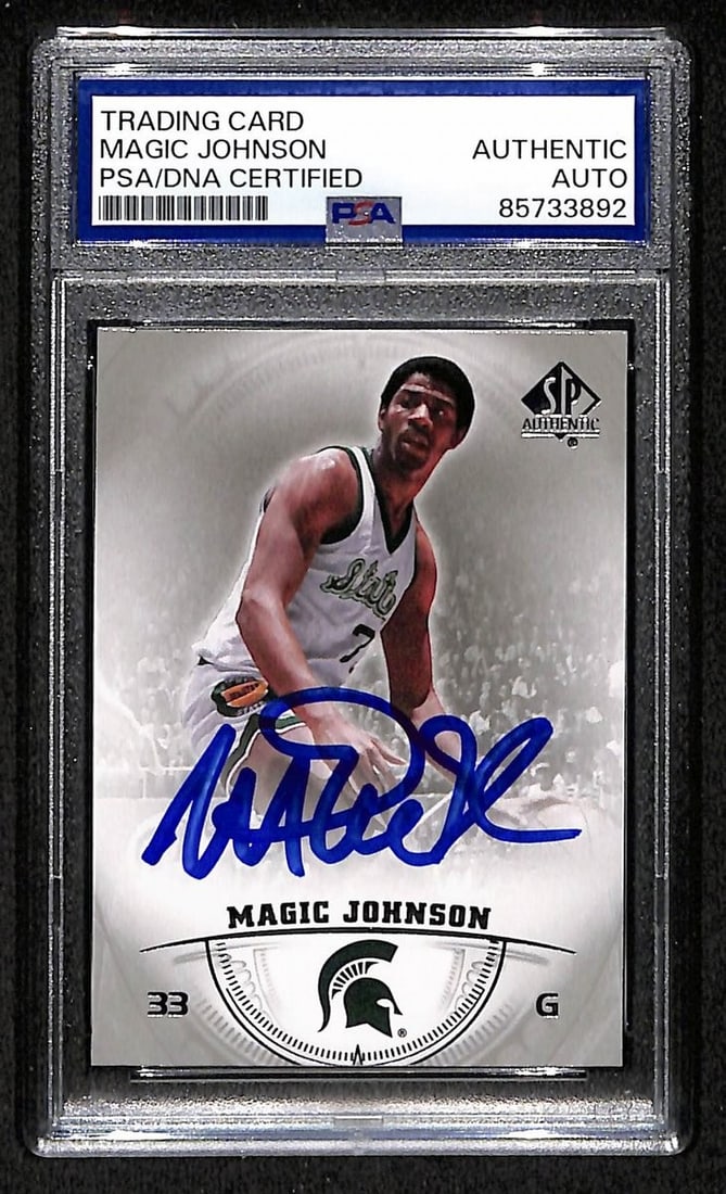 Magic Johnson Autographed 2013-14 Upper Deck SPA Basketball Card PSA/DNA BA204427 (1 of 2)