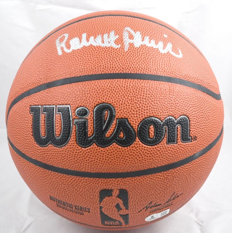Robert Parish signed Wilson NBA basketball Beckett BAS hologram silver: Robert Parish signed Wilson NBA basketball Beckett BAS hologram silver This official NBA Wilson basketball features the autograph of Robert Parish, a legendary player for the Boston Celtics. The signa