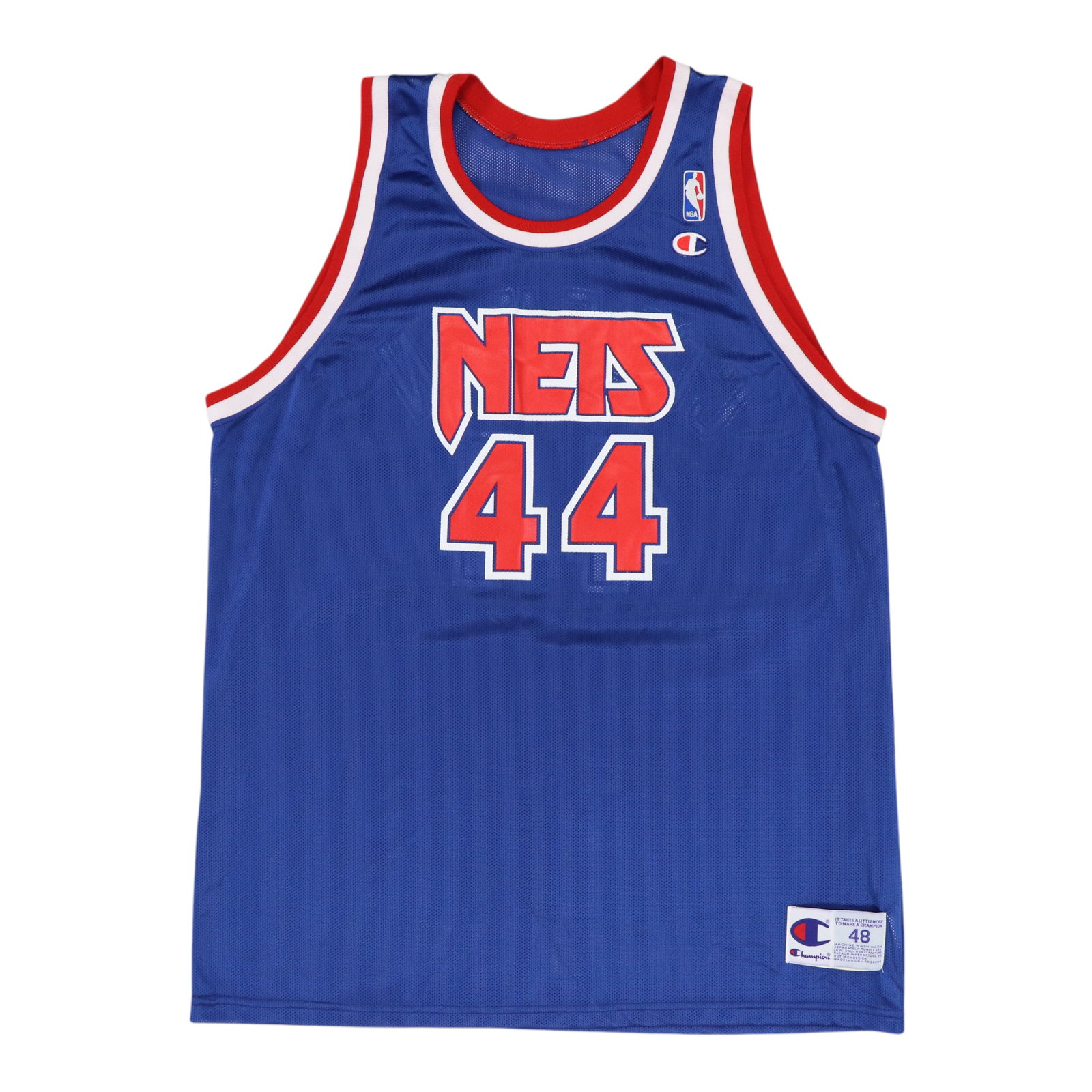 Vintage 1990s New Jersey Nets Derrick Coleman Blue Nylon Basketball Jersey (1 of 5)