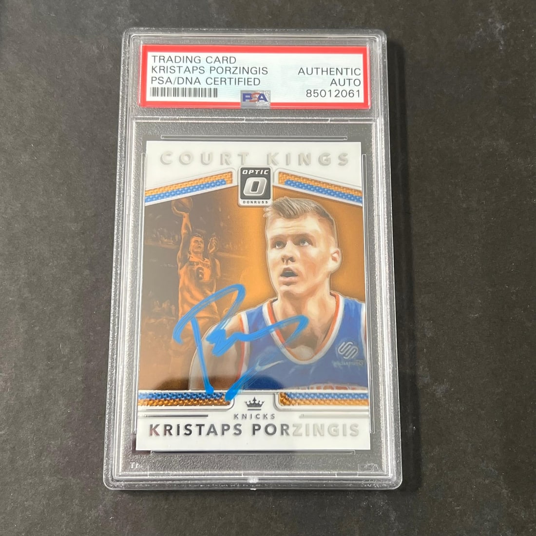 2017-18 Donruss Optic #14 Kristaps Porzingis Signed PSA Slabbed Knicks Card: 2017-18 Donruss Optic #14 Kristaps Porzingis Signed PSA Slabbed Knicks Card This listing features a 2017-18 Donruss Optic #14 trading card signed by Kristaps Porzingis, the standout player from the Ne