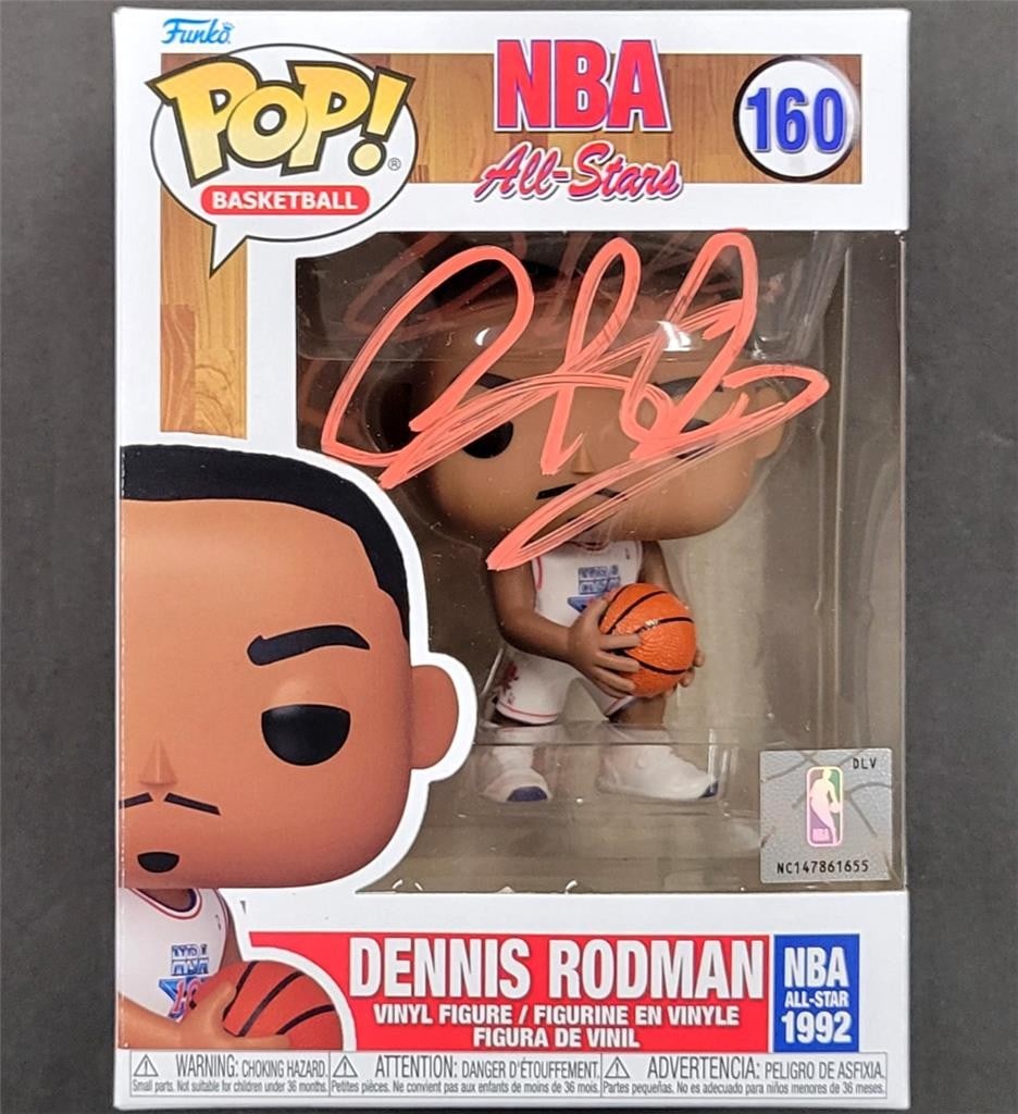 Dennis Rodman Signed 1992 NBA All-Star Funko Pop Figure Beckett BAS: Dennis Rodman Signed 1992 NBA All-Star Funko Pop Figure Beckett BAS This collectible Funko Pop! figure features the iconic Dennis Rodman, signed by the player himself. Authenticated by Beckett Authent