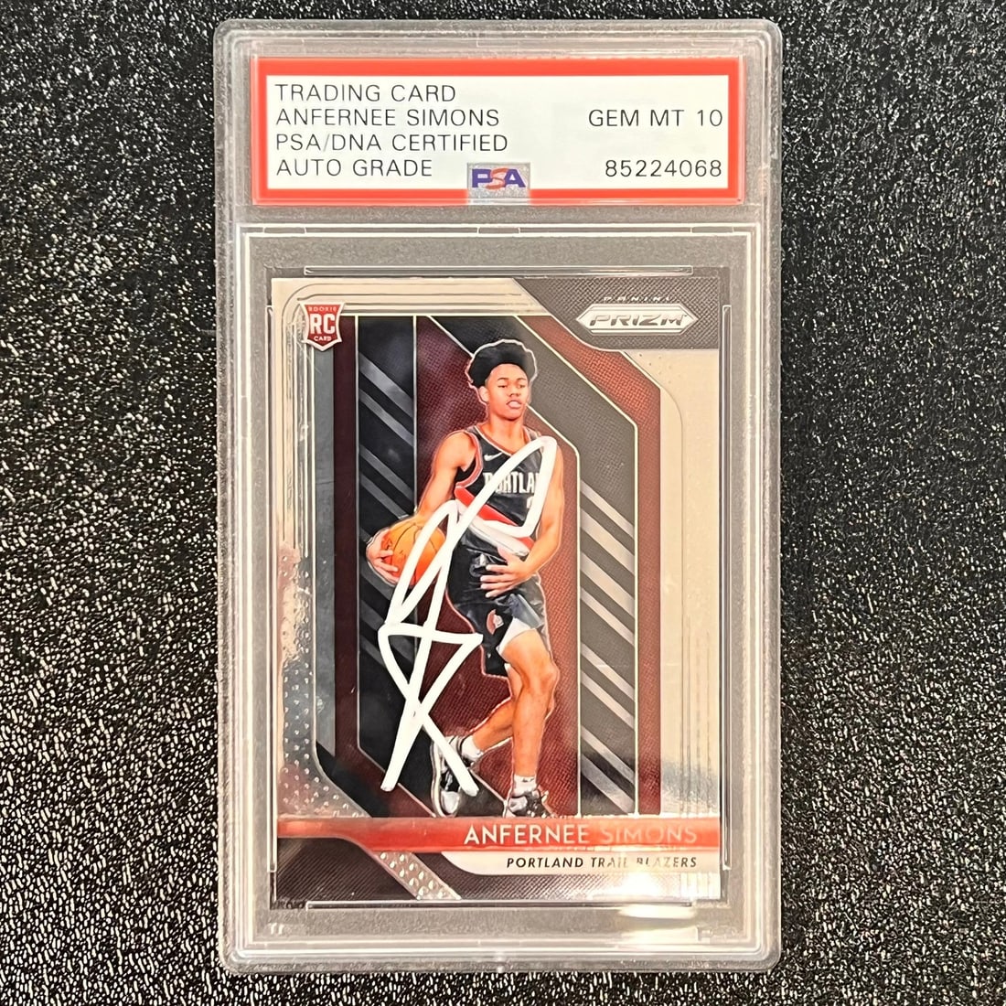 2018 Panini Prizm Anfernee Simons Rookie Card PSA 10 Trail Blazers: 2018 Panini Prizm Anfernee Simons Rookie Card PSA 10 Trail Blazers This listing features a 2018 Panini Prizm Anfernee Simons Rookie Card, graded a perfect PSA 10. This collectible card is a must-have 