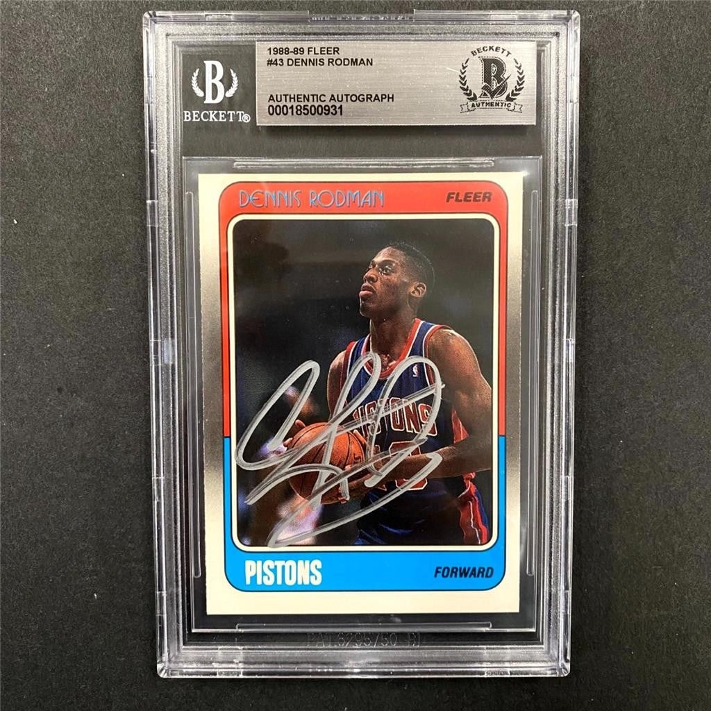 Dennis Rodman 1988 89 Fleer Rookie Card BAS Autographed (1 of 3)