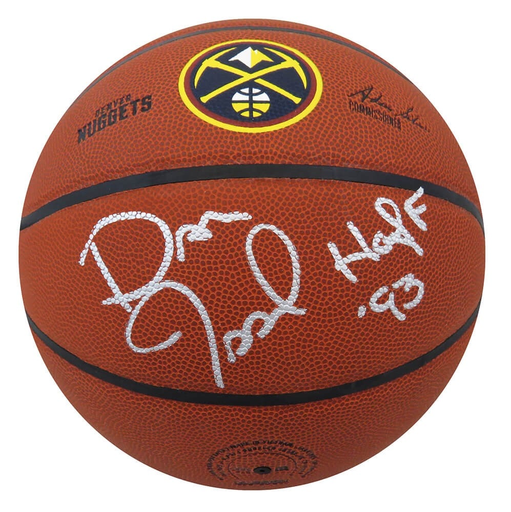 Dan Issel Signed Denver Nuggets Basketball with HOF 93 Inscription: Dan Issel Signed Denver Nuggets Basketball with HOF 93 Inscription This is a Dan Issel signed Wilson Denver Nuggets logo basketball featuring the 'HOF 93' inscription. The ball is an original product 