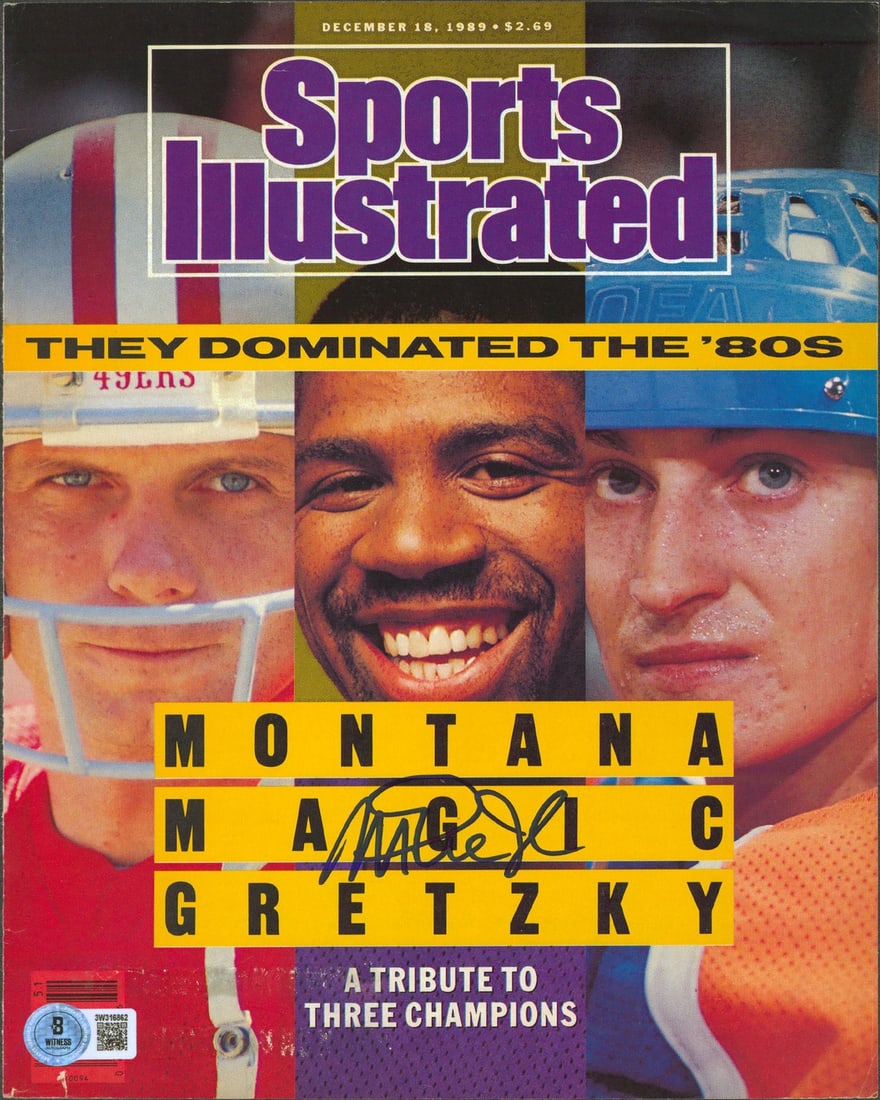 Magic Johnson Signed December 1989 Sports Illustrated Cover Beckett Authenticated: Magic Johnson Signed December 1989 Sports Illustrated Cover Beckett Authenticated This is an original Sports Illustrated magazine cover from December 18, 1989, personally signed by Magic Johnson of th
