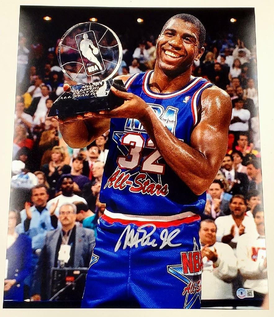 Autographed Magic Johnson 16x20 Photo with 1992 All-Star MVP Inscription BAS Authenticated: Autographed Magic Johnson 16x20 Photo with 1992 All-Star MVP Inscription BAS Authenticated This is a pre-owned, original 16x20 photograph featuring Magic Johnson, signed by the player himself. The aut