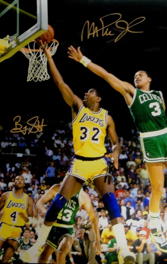 Magic Johnson Byron Scott Dual Signed 20x30 Photo Authenticated by Hall of Fame Sports: Magic Johnson Byron Scott Dual Signed 20x30 Photo Authenticated by Hall of Fame Sports This impressive 20"x30" photo features the iconic signatures of Hall of Famers Magic Johnson and Byron Scott, bot