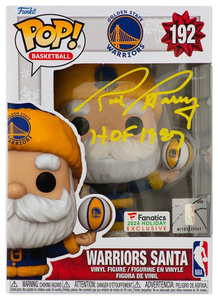 Golden State Warriors Santa Funko Pop 192 autographed by Rick Barry with HOF 1987 (1 of 2)