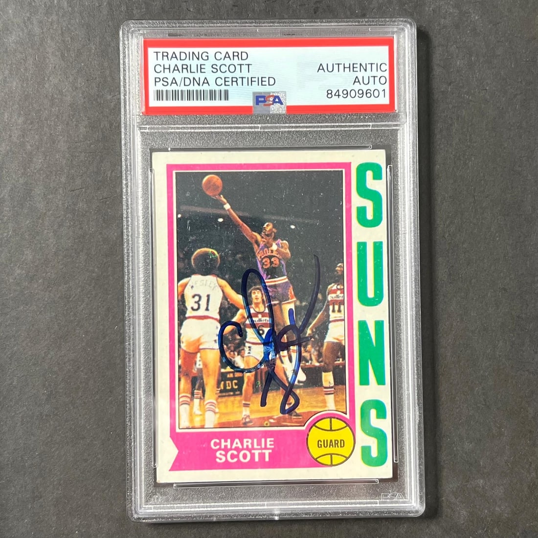 Charlie Scott Signed 1974-75 Basketball Card 35 PSA DNA Authenticated Suns (1 of 2)
