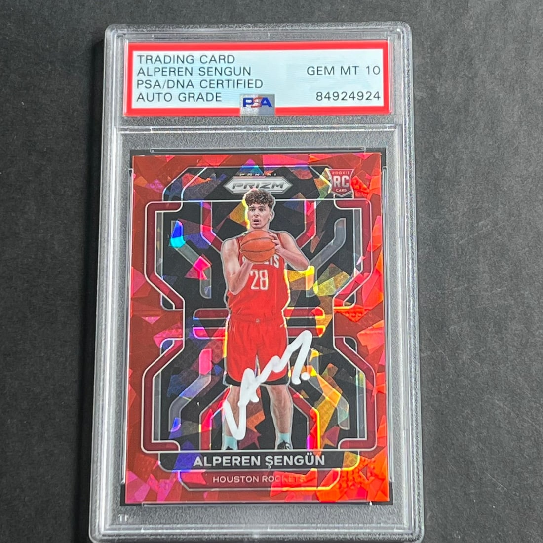 2021-22 Panini Prizm Red Ice #318 Alperen Sengun PSA 10 Autograph: 2021-22 Panini Prizm Red Ice #318 Alperen Sengun PSA 10 Autograph Introducing the 2021-22 Panini Prizm Red Ice #318 Alperen Sengun autographed trading card, a must-have for any basketball enthusiast. 