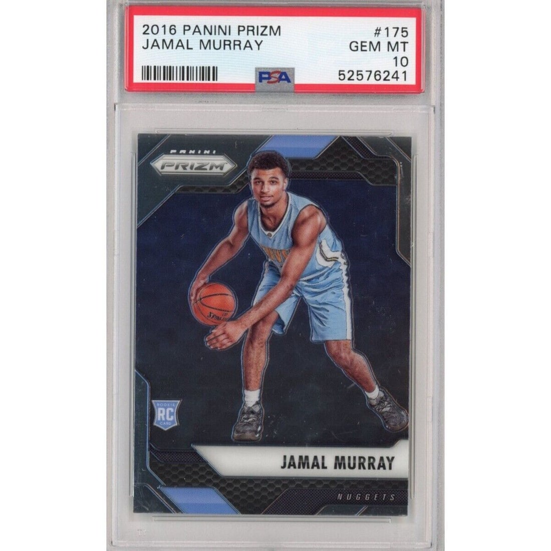 2016-17 Panini Prizm Jamal Murray Rookie PSA 10 Basketball Card #175: 2016-17 Panini Prizm Jamal Murray Rookie PSA 10 Basketball Card #175 Graded 2016-17 Panini Prizm Jamal Murray #175 Rookie Basketball Card, featuring an impressive PSA 10 grade. This card is a must-hav
