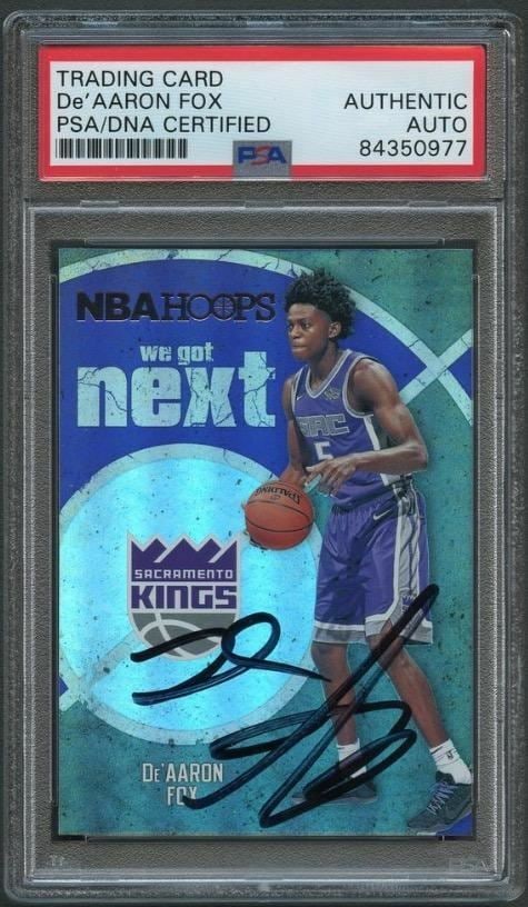 PSA 10 De'Aaron Fox signed NBA Hoops rookie card (1 of 2)