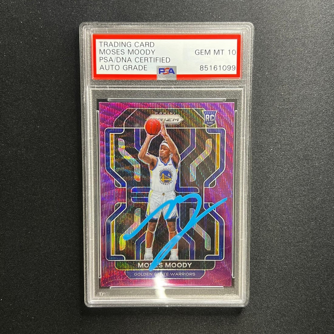 2021-22 Panini Prizm Moses Moody Signed Card PSA Authenticated RC Warriors (1 of 2)