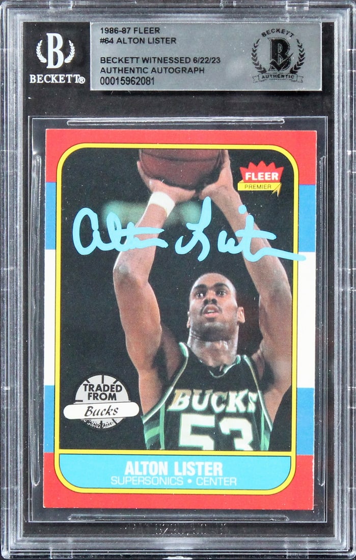 Alton Lister Signed 1986 Fleer #64 Basketball Card BAS Slabbed (1 of 2)