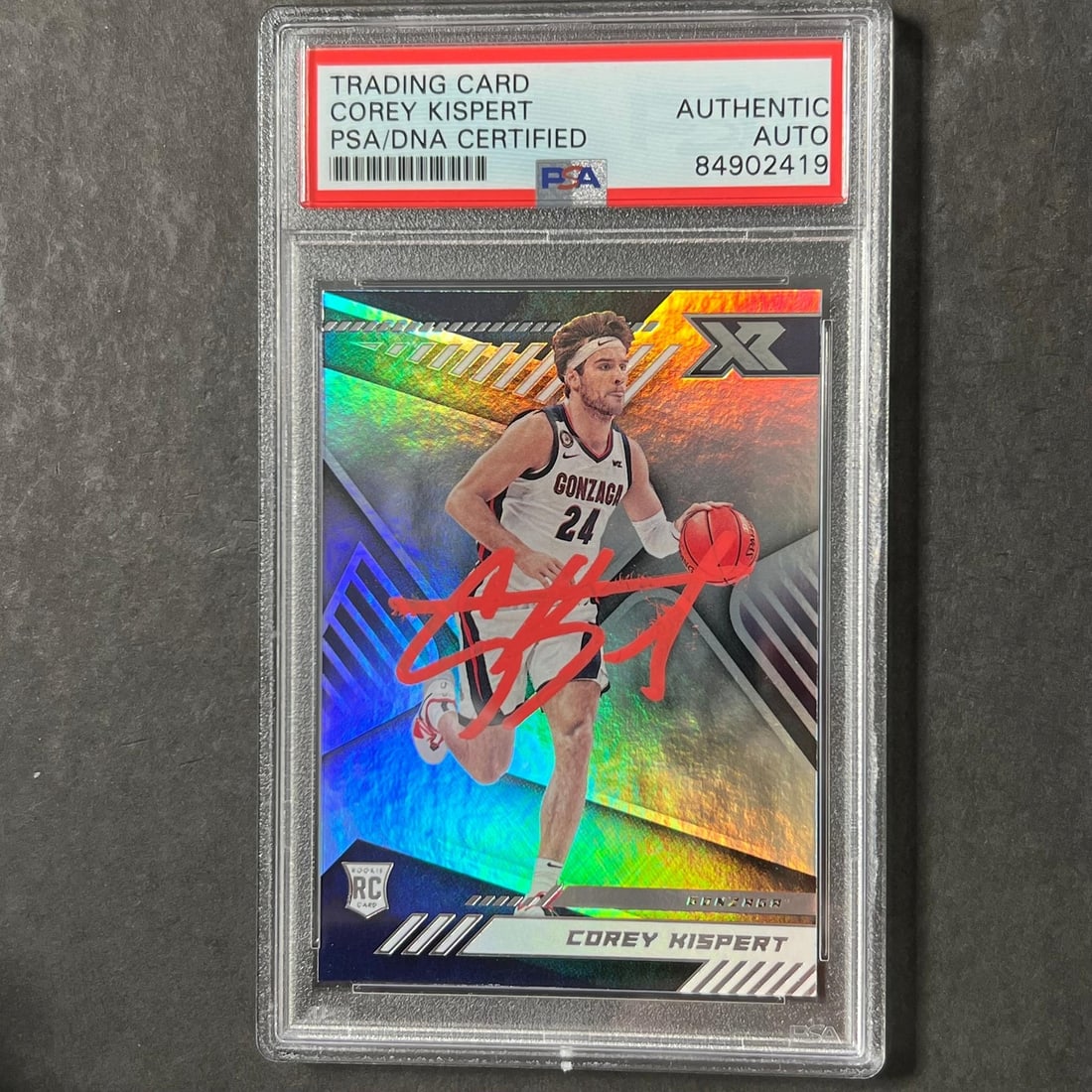 2021 Panini Chronicles XR Corey Kispert Signed Card PSA/DNA Authenticated: 2021 Panini Chronicles XR Corey Kispert Signed Card PSA/DNA Authenticated This is a signed 2021 Panini Chronicles XR Draft Picks #168 card featuring the autograph of COREY KISPERT. The signature has b