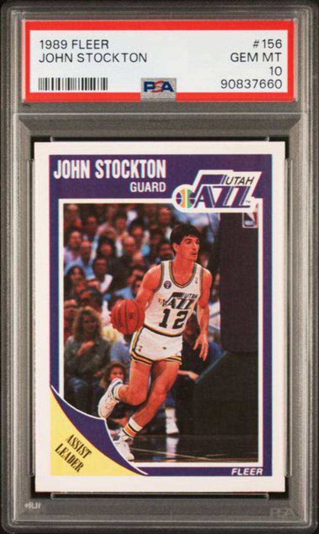 1989 Fleer John Stockton #156 PSA 10 Gem Mint NBA Card (1 of 2)