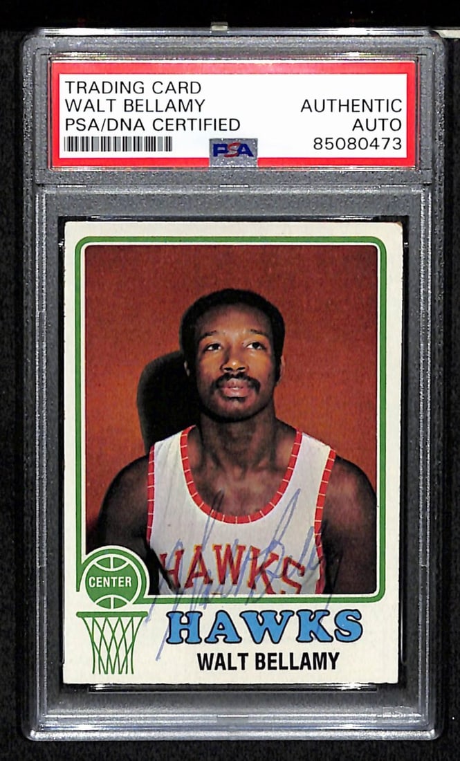 1973/74 Topps #46 Walt Bellamy Signed Card PSA/DNA Certified: 1973/74 Topps #46 Walt Bellamy Signed Card PSA/DNA Certified This is an original 1973/74 Topps #46 trading card featuring Walt Bellamy, a prominent player in basketball history. The card is authentica