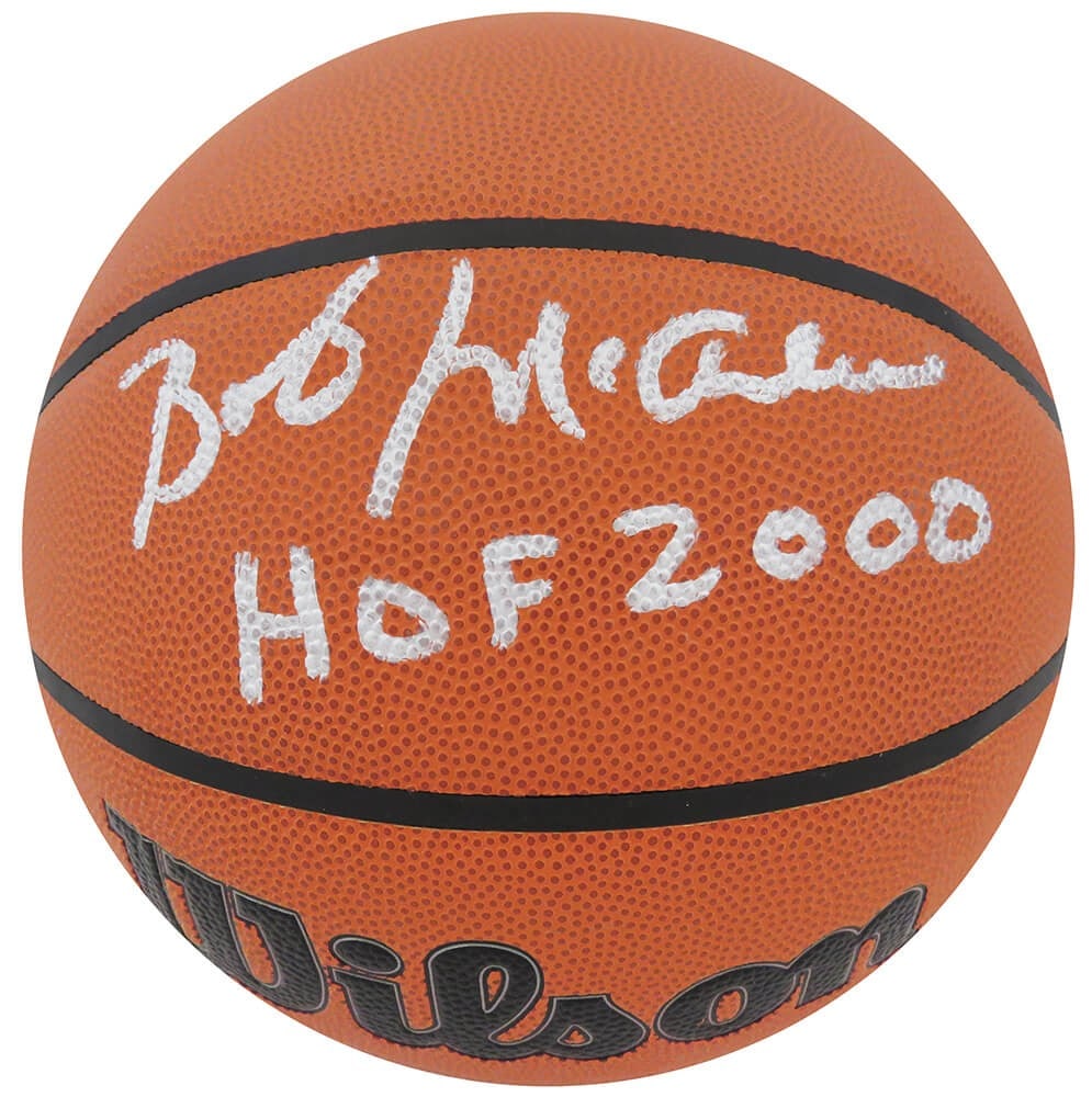 Bob McAdoo Signed Wilson NBA Basketball HOF 2000 COA: Bob McAdoo Signed Wilson NBA Basketball HOF 2000 COA This is a Bob McAdoo signed Wilson Indoor/Outdoor NBA basketball, featuring the 'HOF 2000' inscription. A member of the Los Angeles Lakers, McAdoo 