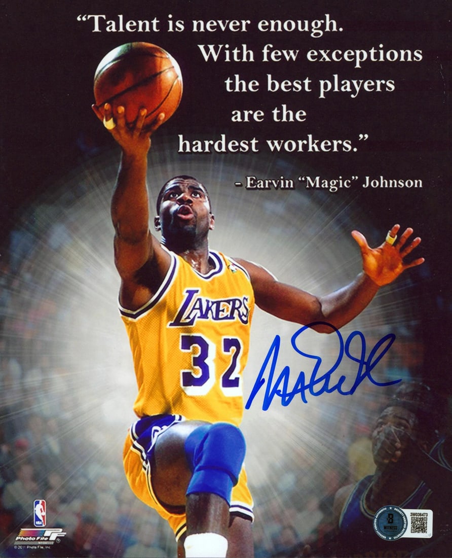 Magic Johnson Signed 8x10 Vertical Quote Photo BAS Authenticated (1 of 1)