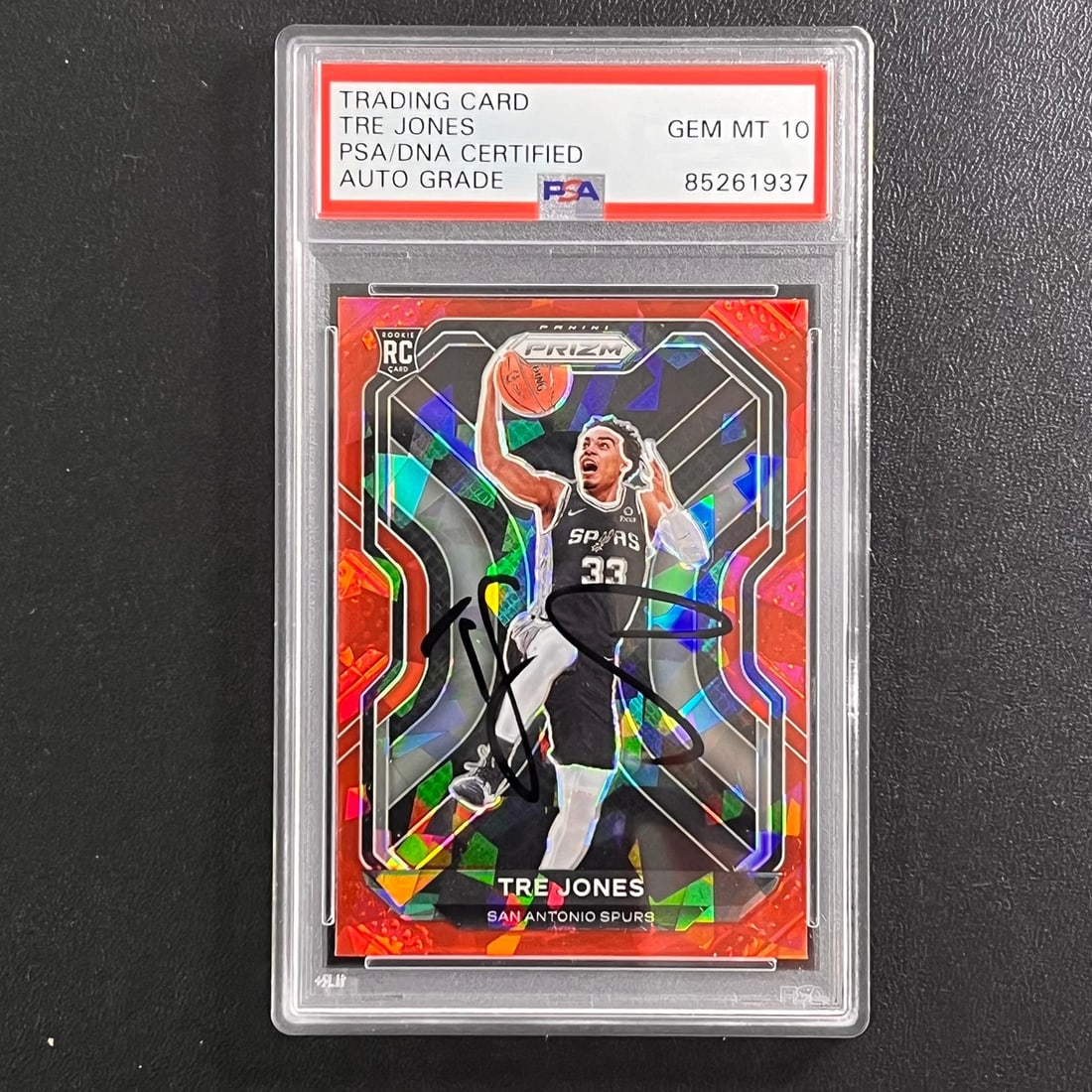 2021 Panini Prizm #291 Tre Jones Signed Rookie Card PSA/DNA Spurs: 2021 Panini Prizm #291 Tre Jones Signed Rookie Card PSA/DNA Spurs This is a 2021 Panini Prizm #291 rookie card featuring the autograph of Tre Jones from the San Antonio Spurs. The signature has been a
