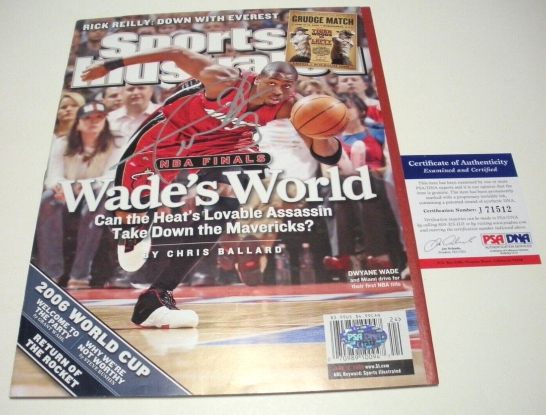 Sports Illustrated Magazine Signed by Dwyane Wade with PSA DNA Authentication: Sports Illustrated Magazine Signed by Dwyane Wade with PSA DNA Authentication This is an original Sports Illustrated magazine featuring Dwyane Wade of the Miami Heat, commemorating his achievements as