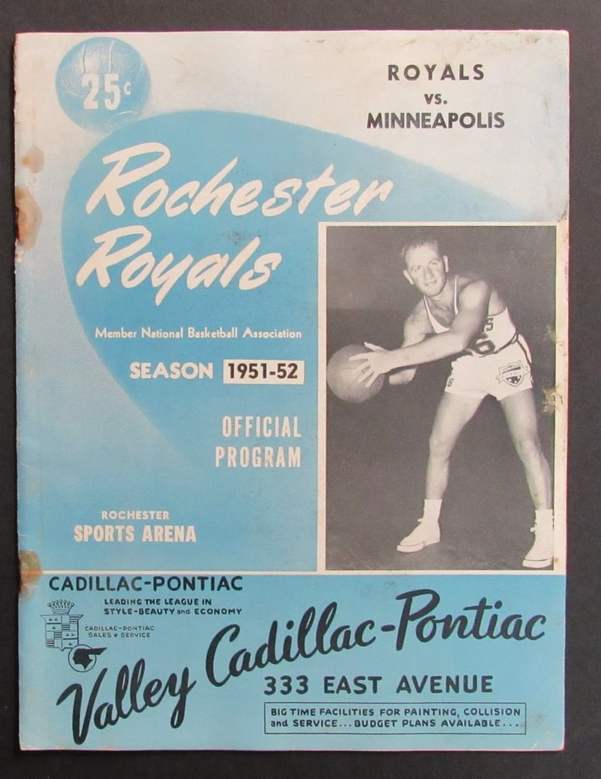 Basketball Program 1951-52 Rochester Royals Versus Minneapolis Lakers Original: Basketball Program 1951-52 Rochester Royals Versus Minneapolis Lakers Original This is an original 1951-52 NBA program featuring the matchup between the Rochester Royals and the Minneapolis Lakers. Th