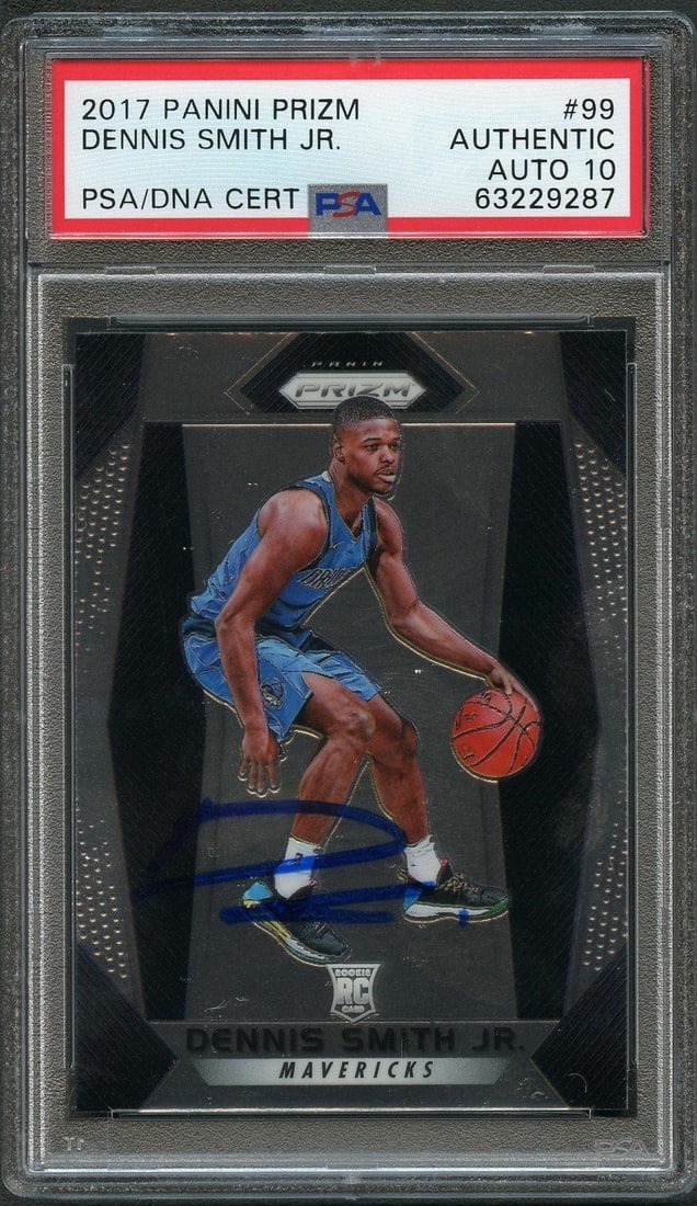 2017 Panini Prizm Black #99 Dennis Smith Jr. Signed Rookie Card PSA/DNA (1 of 2)