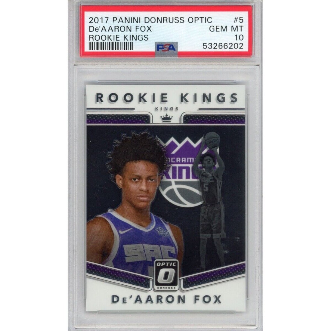 2017-18 Panini Donruss Optic De'Aaron Fox PSA 10 Rookie Kings Card (1 of 2)