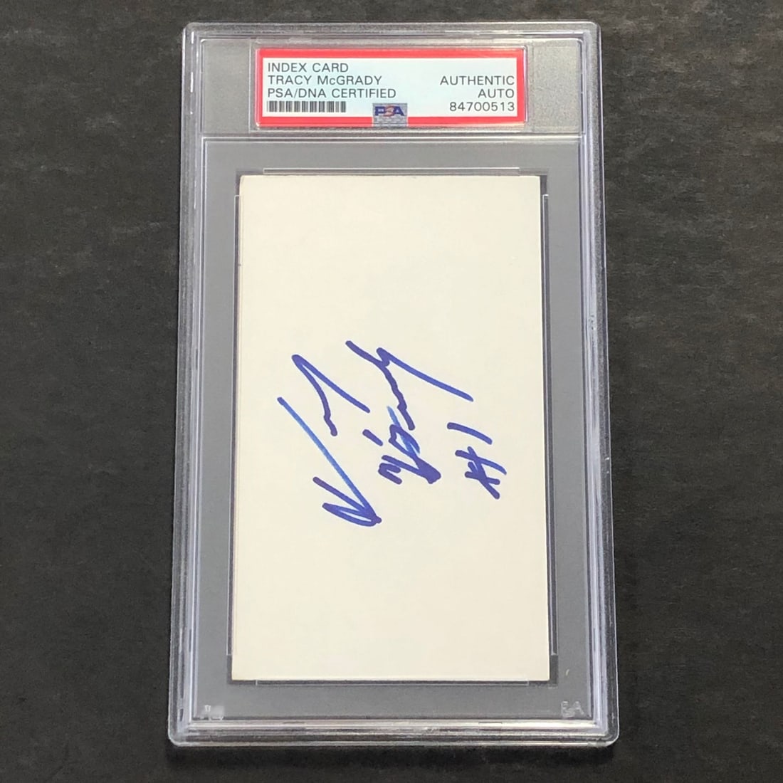 PSA DNA slabbed Tracy McGrady autographed 3x5 index card: PSA DNA slabbed Tracy McGrady autographed 3x5 index card This is a 3x5 index card autographed by former basketball player Tracy McGrady. The card has been authenticated and encapsulated by PSA/DNA, en